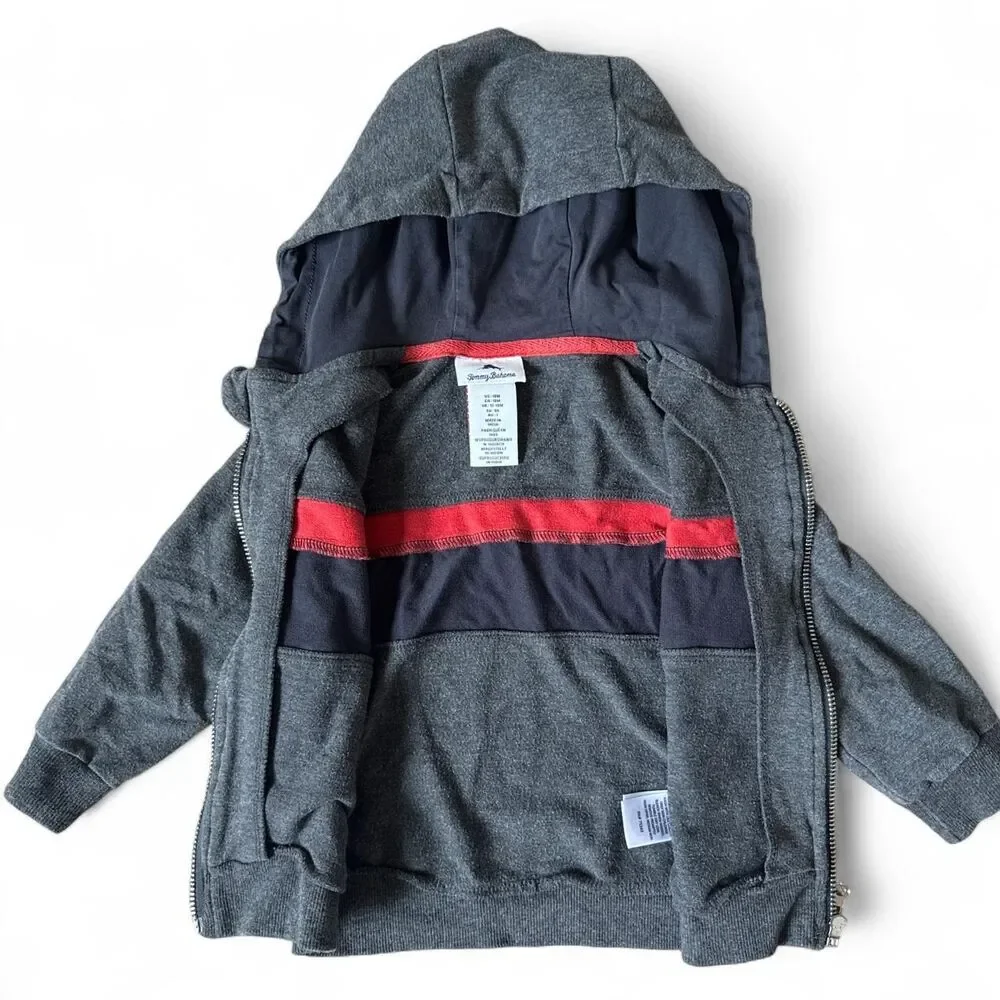 Tommy Bahama Baby Hoodie Jacket Gray Colorblock Zip-Up Size 18M